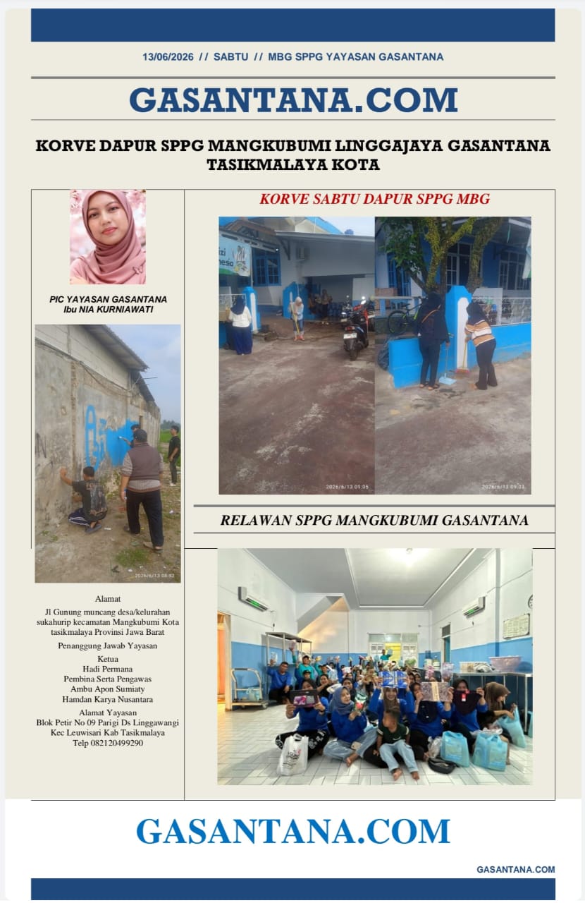 KORVE DAPUR MBG SABTU 13/06/2026 SPPG MANGKUBUMI LINGGAJAYA GASANTANA KOTA TASIKMALAYA